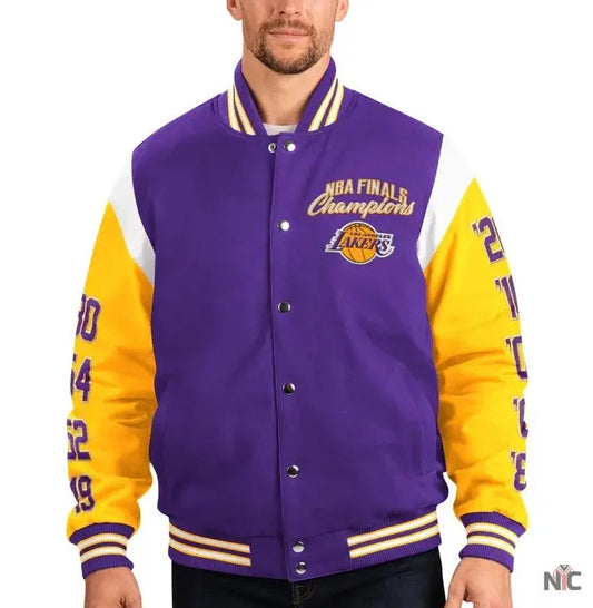 Los Angeles Lakers 17 Time Championship Varsity Jacket Clanton Jacket