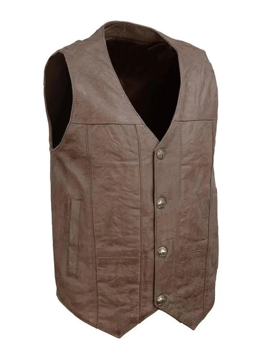 Men’s Waist Coat Style Motor Biker Leather Vest - fashonic