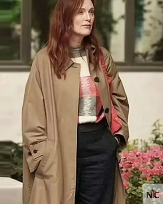 The Room Next Door 2024 Julianne Moore Brown Coat Clanton Jacket